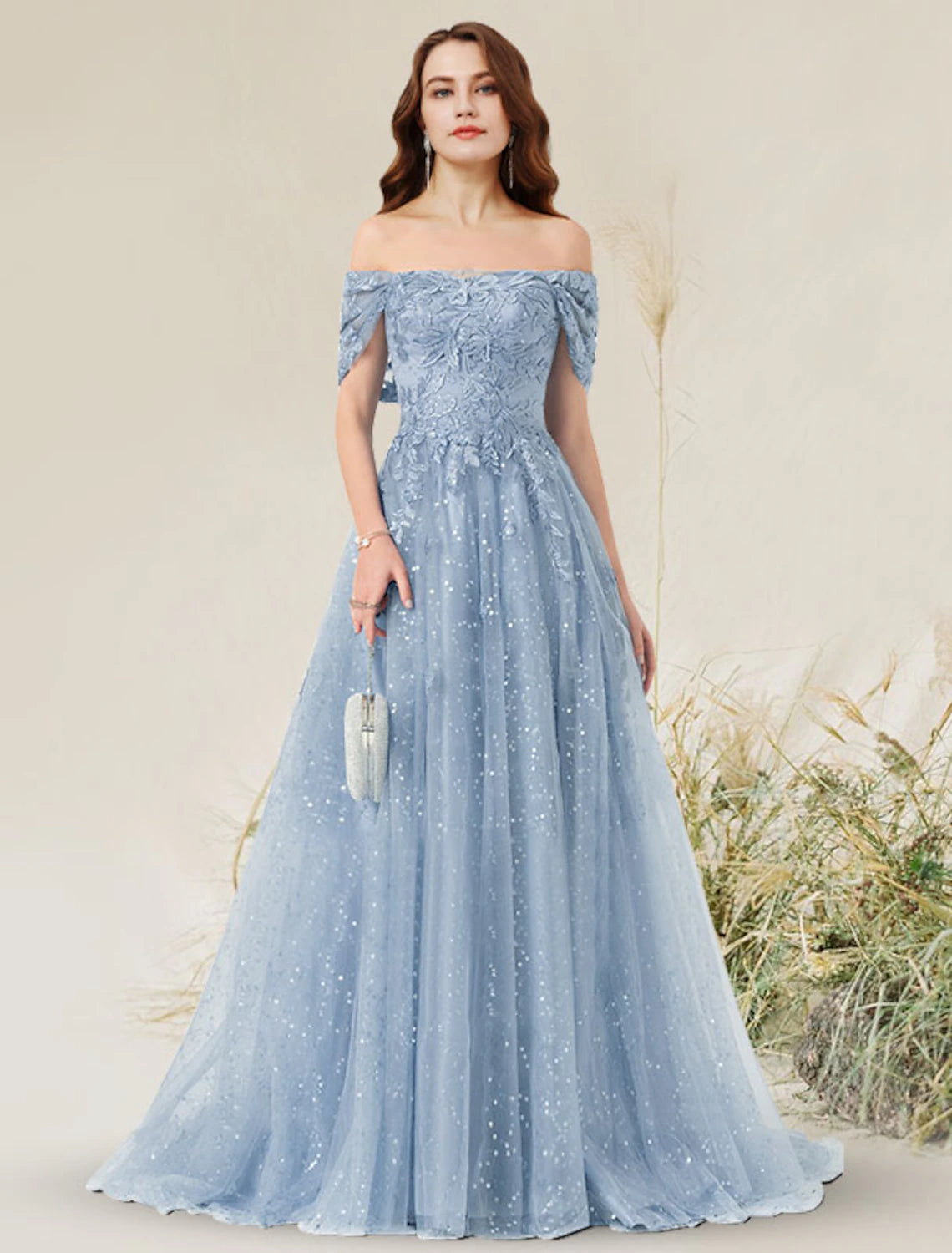 Wholesale  A-Line Prom Dresses Elegant Dress Wedding Guest Prom Sweep / Brush Train Sleeveless Off Shoulder Lace with Pleats